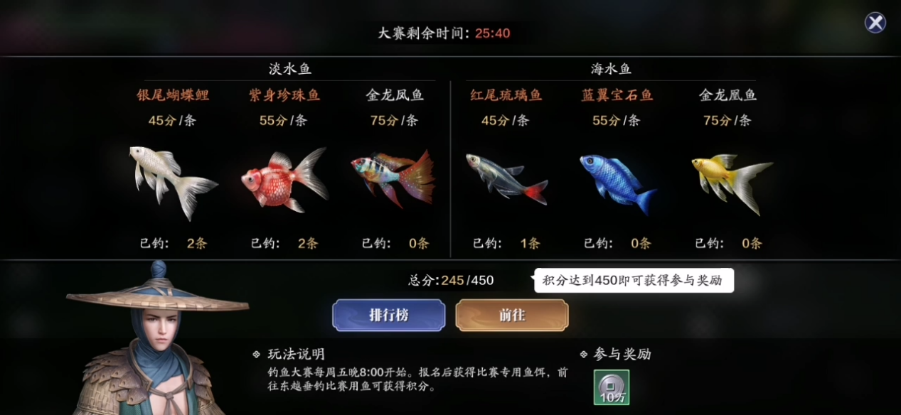 天刀手游钓鱼大赛怎么玩