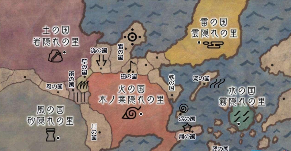 火影忍者地图包括几大忍村
